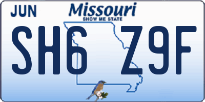 MO license plate SH6Z9F