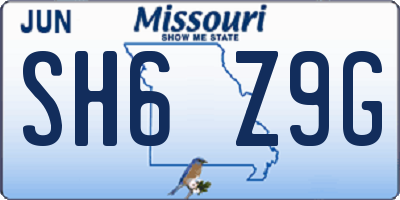 MO license plate SH6Z9G