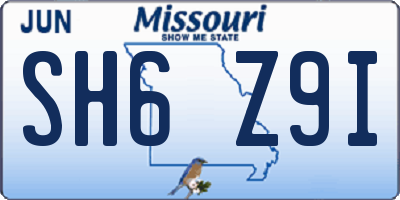MO license plate SH6Z9I