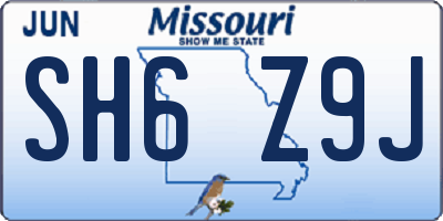 MO license plate SH6Z9J