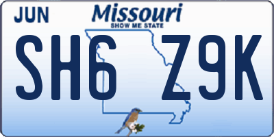MO license plate SH6Z9K
