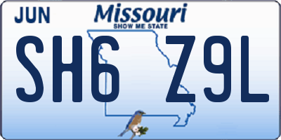 MO license plate SH6Z9L