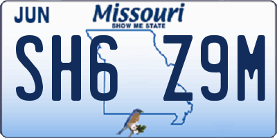 MO license plate SH6Z9M