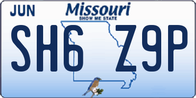 MO license plate SH6Z9P
