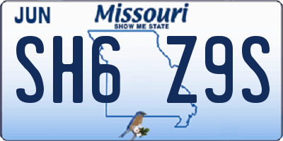 MO license plate SH6Z9S