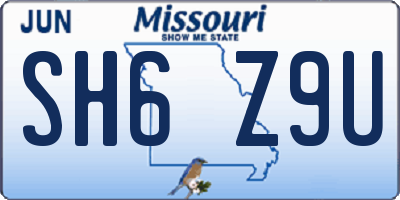 MO license plate SH6Z9U