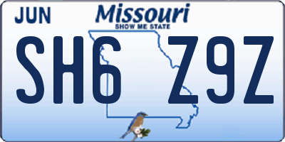 MO license plate SH6Z9Z