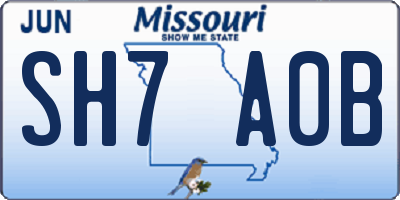 MO license plate SH7A0B