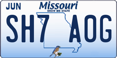 MO license plate SH7A0G