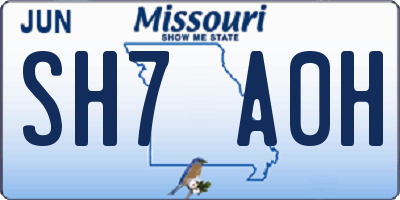 MO license plate SH7A0H
