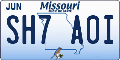MO license plate SH7A0I