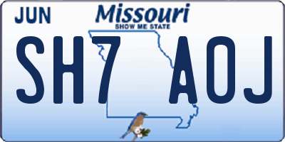 MO license plate SH7A0J