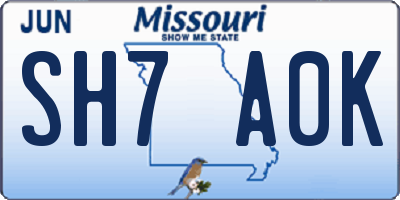 MO license plate SH7A0K