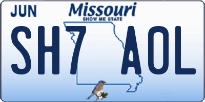MO license plate SH7A0L
