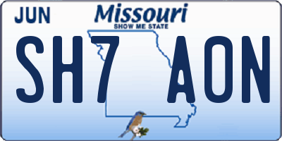 MO license plate SH7A0N