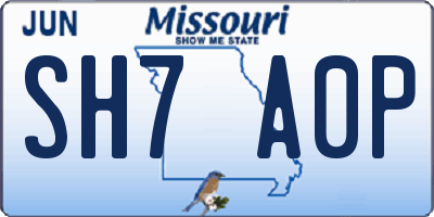 MO license plate SH7A0P