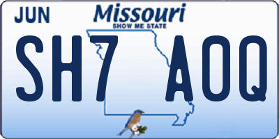 MO license plate SH7A0Q