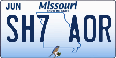 MO license plate SH7A0R