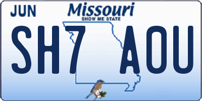 MO license plate SH7A0U
