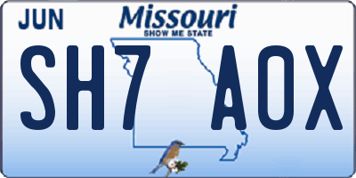 MO license plate SH7A0X
