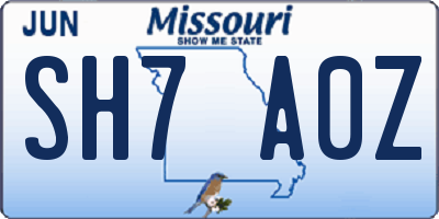 MO license plate SH7A0Z