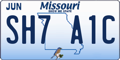 MO license plate SH7A1C