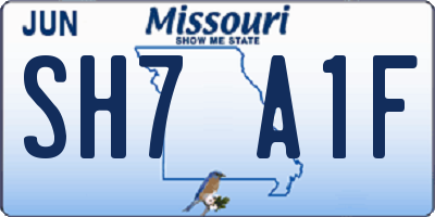 MO license plate SH7A1F
