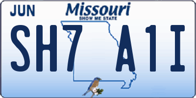 MO license plate SH7A1I
