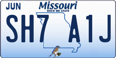 MO license plate SH7A1J