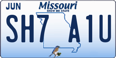 MO license plate SH7A1U