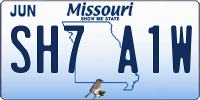 MO license plate SH7A1W
