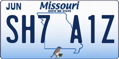 MO license plate SH7A1Z