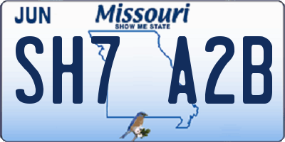 MO license plate SH7A2B