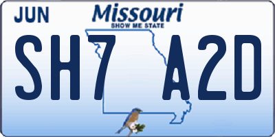 MO license plate SH7A2D