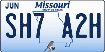 MO license plate SH7A2H