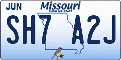 MO license plate SH7A2J