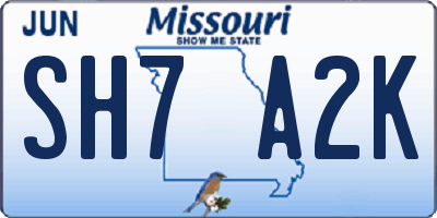 MO license plate SH7A2K