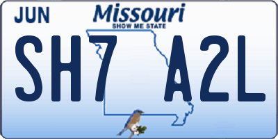 MO license plate SH7A2L