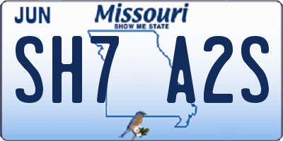 MO license plate SH7A2S
