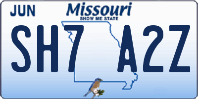MO license plate SH7A2Z