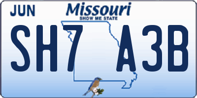 MO license plate SH7A3B