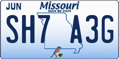 MO license plate SH7A3G