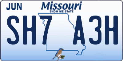 MO license plate SH7A3H