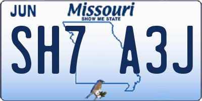MO license plate SH7A3J