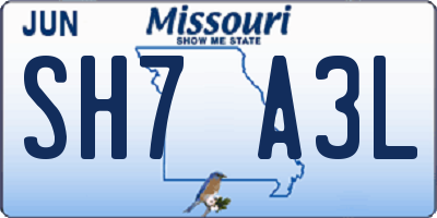 MO license plate SH7A3L