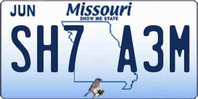 MO license plate SH7A3M