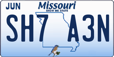 MO license plate SH7A3N
