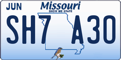 MO license plate SH7A3O