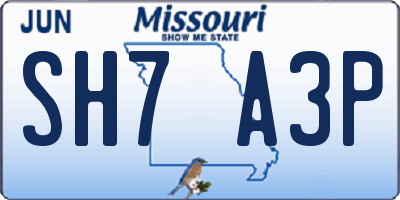 MO license plate SH7A3P