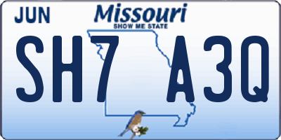 MO license plate SH7A3Q